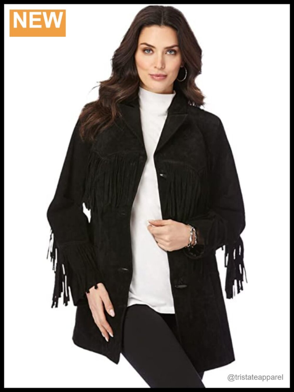 Western Suede Leather Jacket Women Cowgirl Fringe Tassels Coat